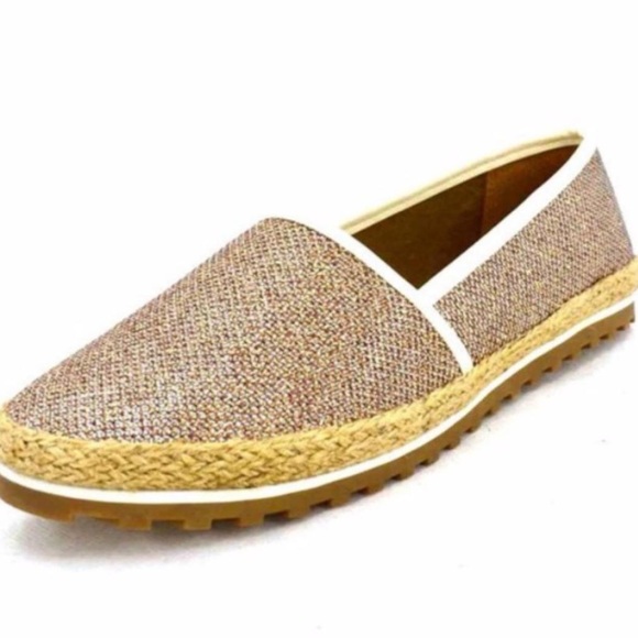gold sparkly slip on shoes